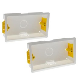 ÉABCON 35mm 2 Gang Dry Lining Back Box, Plasterboard Pattress Box, Adjustable Lugs (2)