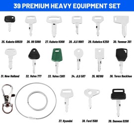 Unifizz 39PCS Heavy Equipment Keys Master Set, Construction Ignition Keys Set for Case Takeuchi Komatsu Hyster Kubota Cat New Holland JCB Volvo Yanmar Daewoo for-d Hitachi,Master Key