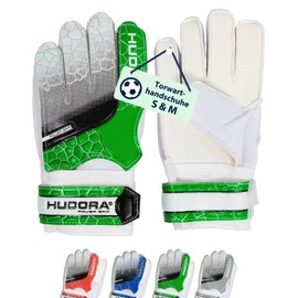 HUDORA Goalkeeper Gloves - Padded Football Goalkeeper Gloves for Children and Teenagers in Size M - Foam Back - Football Gloves with Velcro Fastening - Green