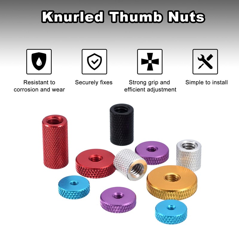 sourcing map 10Pcs Knurled Thumb Nut, 1/4"-20x15mm Hand Nut Pass