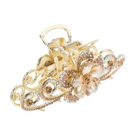 Gatuida Large Hair Claw Clip for Women Double Sided Flower Rhinestone Alloy Jaw Clip Secure Hold Hair Accessory for Elegant Updos and Casual Styles