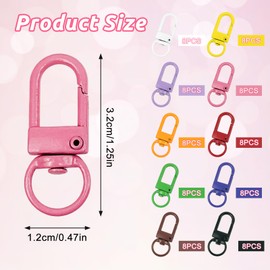 80 PCS Metal Swivel Clasp Lobster Claw Clasps for Colorful Keychain Key Chain Clip Hooks Lobster Claw Clasp with Key Rings Jewelry Clasps (Colorful)