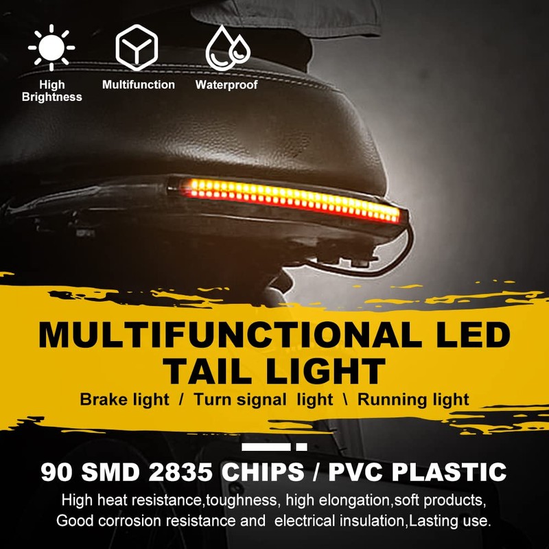 Vooda Motorcycle LED Tail Light Strips,11.8" Double color LEDs Brake