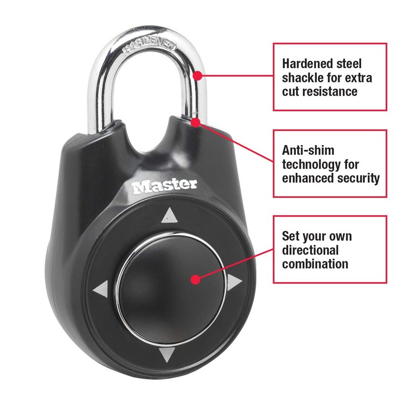 Master Lock 1500iD Set Your Own Directional Combination Padlock, Black