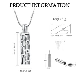 VCCWYQK Cylinder Cremation Jewellery Tree of Life Urn Ash Necklace for Women Men Bottle Cremation Ash Pendant Loved Memorial Jewellery, Stainless Steel