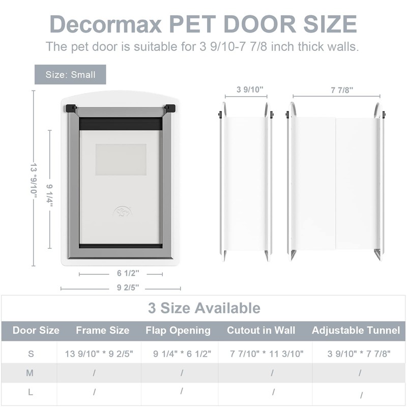 Cat Door for Wall, Energy Efficient Pet Door with Steel