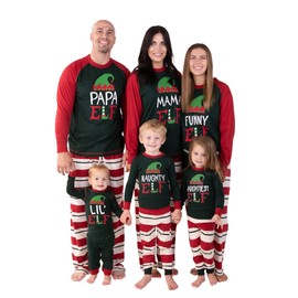 Lazy One Matching Family Christmas Pajamas, Elf Matching Christmas PJs for Family, Adult Tees & Pants Separates (Lil Elf, 18Mo)