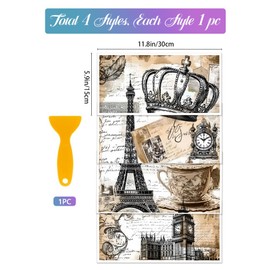 GLOBLELAND 4 Sheets Paris Tower Rub on Transfers Vintage Crown Furniture Decor Transfers Feathers Clock Decal Transfers for Bedroom Living Room Desk Table Decoration