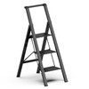 SOLADDER 3 Step Ladder, Slim Folding Steps Stool with Handrail,