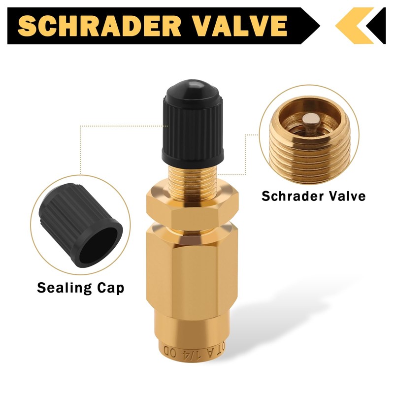 Cheemuii 1/4" Inflation Schrader Valve with Push to Connect for