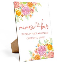 Citrus Mimosa Bar Sign, Citrus Bridal Shower Sign, 8×11 Wooden Sign with Stand, Citrus Party Decorations, Bridal Shower Decorations - LP034