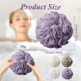 flintronic 4 Pack Loofah Shower Puff, 50g Bath Sponge, Soft Shower Pouf, Bath Loofah Men & Women, for Cleaning Body & Exfoliating Scrubber