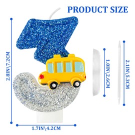NDZEFAN 3st Birthday Number Candles for School Bus Blue and Silver Birthday Decorations for Boys for Cakes, Parties, Anniversary Celebrations, Bakery Decorations (Number-03)
