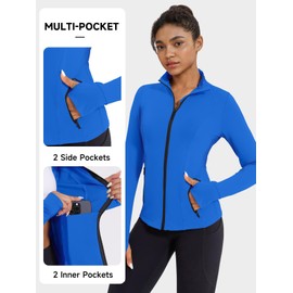 VUTRU Women's Workout Jackets Zip Up Athletic Jackets Lightweight Running Yoga Jackets with Pockets (Klein Blue,XXL)