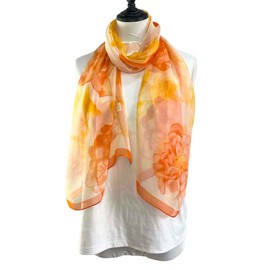 Xyueanlo Scarfs for Women Lightweight Fashion Floral Printed Scarves Neck Scarf Sunscreen Wraps Shawls (lotus flower Orange)
