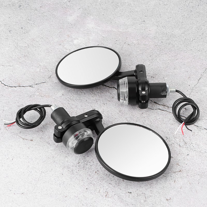 2pcs 7/8in Handlebar Rearview Mirrors with LED Turn Signal Amber