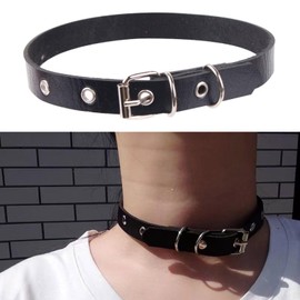 TEMOOUES Party Wear Choker Punk Rock Gothic Stil PU Leder Choker Halskette Schlüsselbeinkette für stilvolle Erwachsene Mädchen, Hautfarben