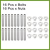 HOPESPANNER 16pcs Stainless Steel Exhaust Manifold Bolt Stud Hardware for