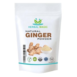 Herbal Magic's Pure & Natural Ginger Powder - King of Spices - High Strength- Vibrant Smoothies, Shakes, Soups, Juices, Baking - Free from Fillers & Preservatives-100g