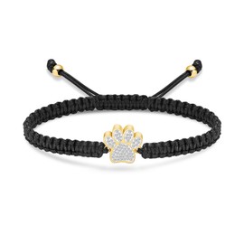 constantlife Paw Print Cremation Bracelet for Ashes Stainless Steel Urn Braided Rope Adjustable Bangle Keepsake Pet Dog Cat Memorial Ash Holder Jewelry (Z-Golden)