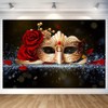 Mestiker 7x5ft Masquerade Party Backdrops Golden Mask Red Rose Backdrop