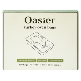 Oasier Turkey Oven Bags Large Turkey Size, BPA Free Nylon Multipurpose Oven Roasting Cooking Bags for Fast Cleanup, 19"x23.5" Size - 100 Count