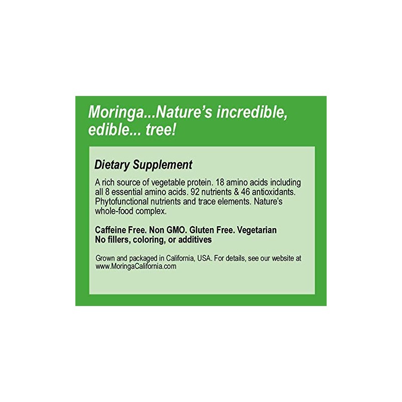California Grown Moringa - 100 Capsules - Direct from The