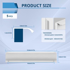 BangBoom 5 Pack 4.7" Length Flat Edge Finger Pulls for Cabinets, Aluminium Alloy Hidden Drawer Pull, Concealed Tab Finger Pull Cabinet Handles for Dresser Cupboard Wardrobe Kitchen Hardware (White)