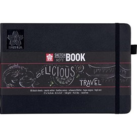 Sakura 94141004 Sketchbook, 80 Sheets, Black, Paper, Black Pages, 21 x 14.8 cm