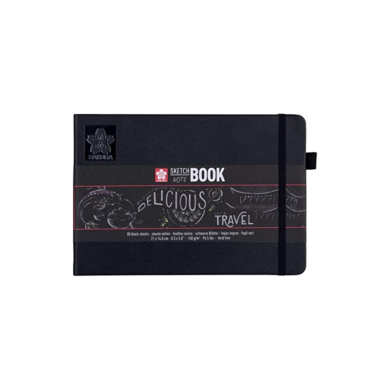 Sakura 94141004 Sketchbook, 80 Sheets, Black, Paper, Black Pages, 21