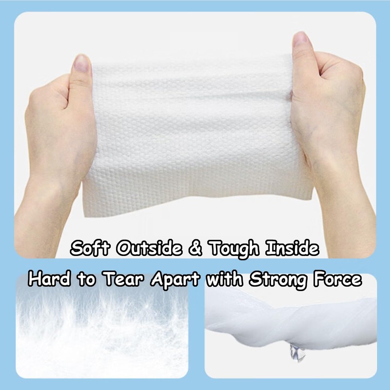 Taoluwin Soft Dry Wipes, 180 Count Disposable Face Towel, Dry/Wet