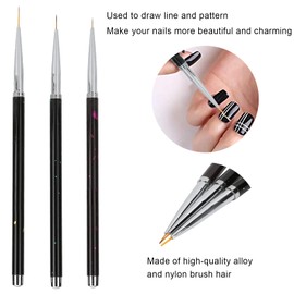 Nail Art Liner, Nail Art Liner Brushes Home Salon, Diseño de Dibujo de Pintura de Uñas Portátil, Juego de Pinceles para el Hogar, Salón de Uñas, 3 Piezas
