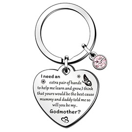 QMVMV Godmother Keyring Gifts from Godson Goddaughter Birthday Christmas Thanksgiving Mother's Day Gifts for Godmother