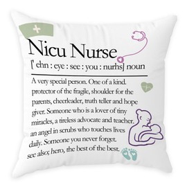 Nicu Nurse Gifts for Women Men, Nurse Week Nicu Nurse Definition Throw Pillow Cover, Inspirational Gifts for Nurse Students, Pillowcase for Bedroom Sofa Cushion Home Office