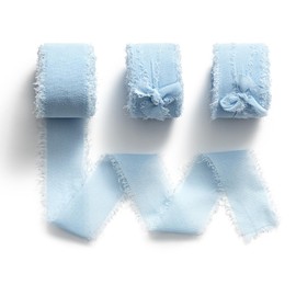 MORSUNBELA Gift Ribbon Wide Light Blue 25 mm Sky Blue Ribbon Wedding Chiffon Ribbon Decorative Ribbons 19 Metres Chiffon Decorative Ribbon