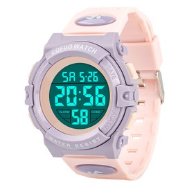 cofuo Kids Digital Sports Watch Waterproof Outdoor Analog Electronic Watches with Alarm Stopwatch, Children Birthday Presents Gifts Toys for Age 7 Years Old Boys Girls Purple
