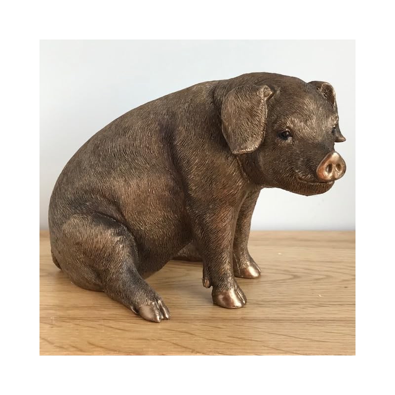 Leonardo Bronze Effect Sitting Pig Ornament Reflections Farm Animals Collection