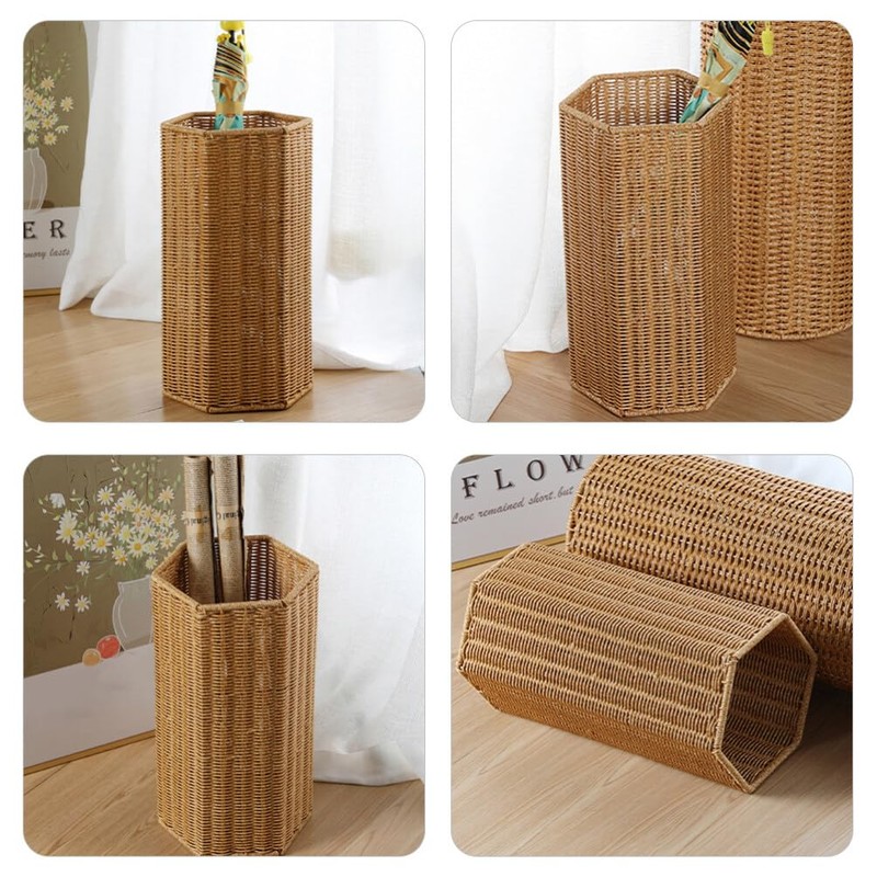 Alipis Woven Umbrella Stand for Entryway Freestanding Umbrella Holder Basket