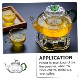 Cabilock Tea Pot Glass Kung Fu Tea Pot Heat Resistant Tea Infuser Green Pumpkin Shape Home Office Use