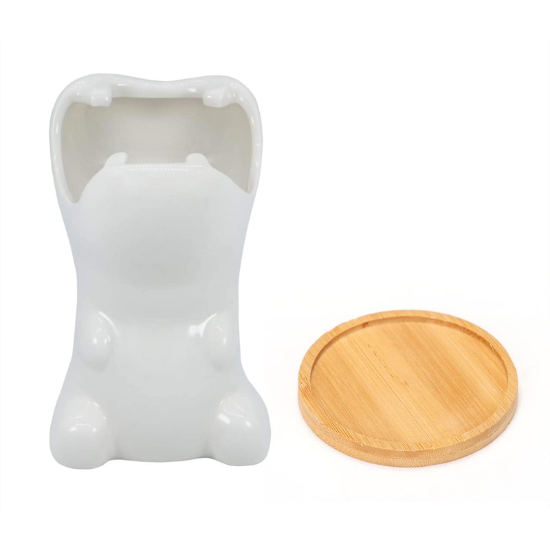 Gemseek Cute Hippo Succulent Planter Pot with Bamboo Drainage Tray,