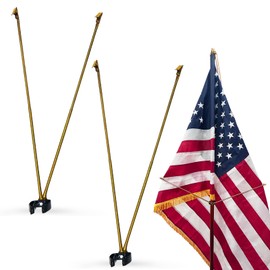 Frunke Flag Spreaders for Indoor Flag Pole Display 2 Pack, Gold Metal Flag Straightener Extender for Indoor Flag 19.5 inch Heavy Duty