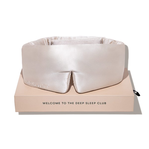 DROWSY Silk Sleep Mask. Face-Hugging, Padded Silk Cocoon for Luxury Sleep in Total Darkness. (Dusty Gold)