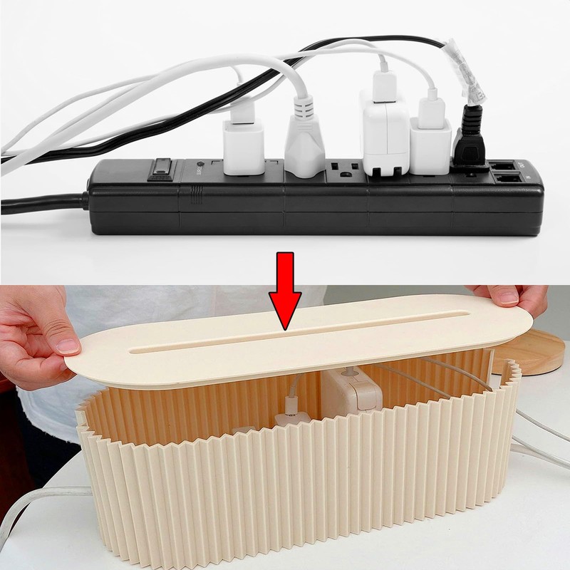 Cable Box, Beige Cable Management Box, Cable Organiser Box, Cable