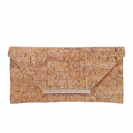 Unique Pattern Laser Cut Cork Envelope Clutch, Silver Medium
