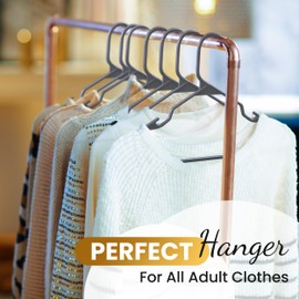 Our Modern Space 100 Pack Plastic Hanger for Shirt Pants Coats Dresses Skirts Suits Jackets - Standard Thick Coat Hanger - Sturdy & Durable Design with Shoulder Grooves Hook - Grey