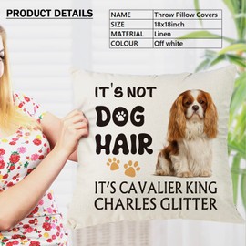 OUZ It's Cavalier King Charles Glitter Throw Pillow Cover - It's NOT Dog Hair,Funny Pillowcase,Gift for Dog Lovers,Sofa Bed Living Room Home Decoration, 18x18 Inch 8D309