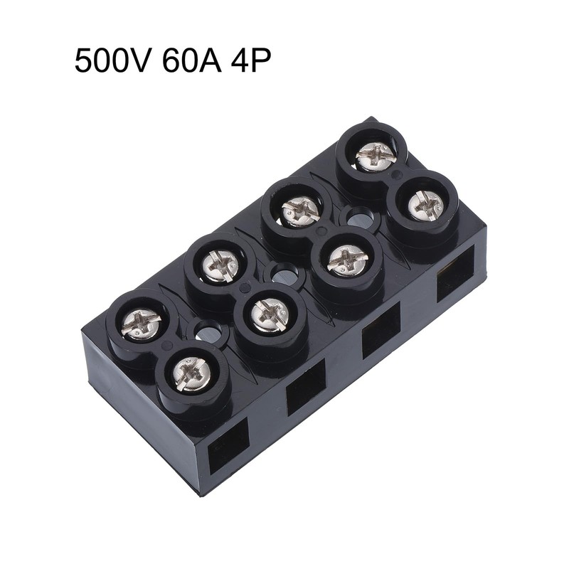 sourcing map Dual Rows 4 Positions 500V 60A Cable Block