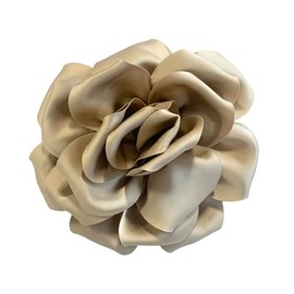 Large Rose Fascinator Corsage Hair Clip and Brooch Pin, Satin Flower, Multi-Colour Options (Champagne Gold)