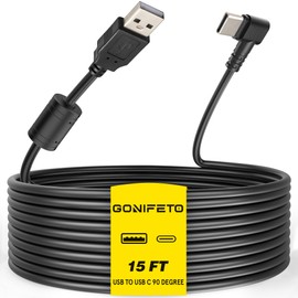 Dash Cam Cable for USB C Dash Cam,15FT 90 Degree Angle Type C Adapter Dash Camera Power Cord with Ferrite Ring Stable Power Delivery,Dashcam Charger Cord for Mirror Camera,Driving Recorder,Car DVR