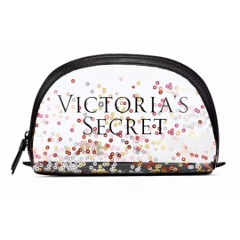VICTORIA'S SECRET SPARKLE SEQUIN CLEAR MAKEUP COSMETIC CASE BEAUTY BAG ORGANIZER